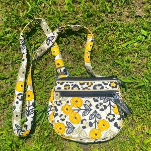 Very Bradley yellow and black flowers go wild purse